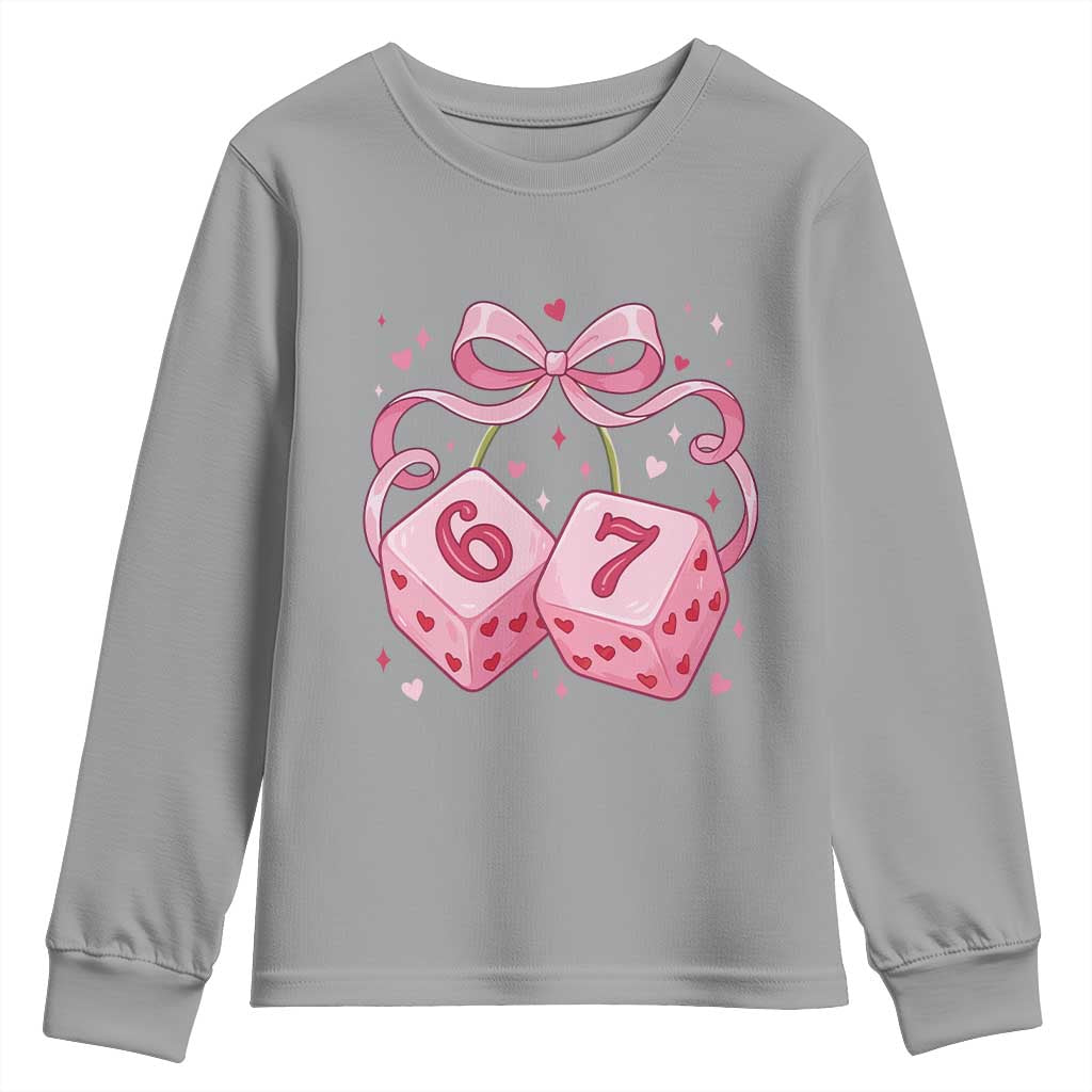 Funny 67 Dice Valentines Day Six Seven Meme Coquette Youth Sweatshirt