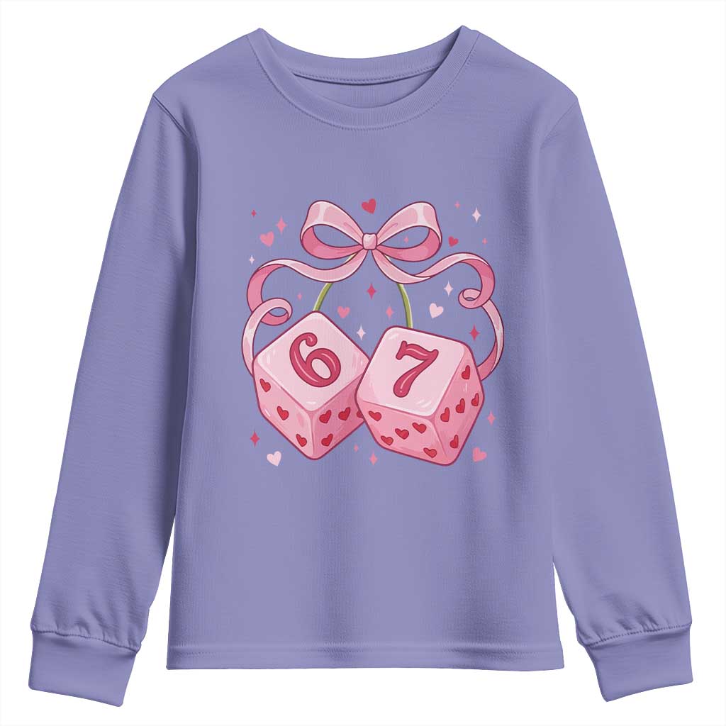 Funny 67 Dice Valentines Day Six Seven Meme Coquette Youth Sweatshirt