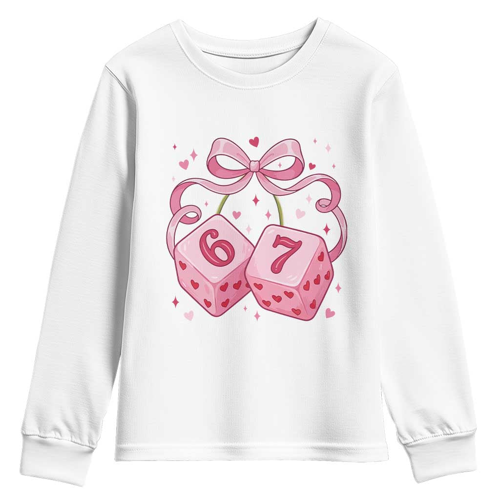Funny 67 Dice Valentines Day Six Seven Meme Coquette Youth Sweatshirt