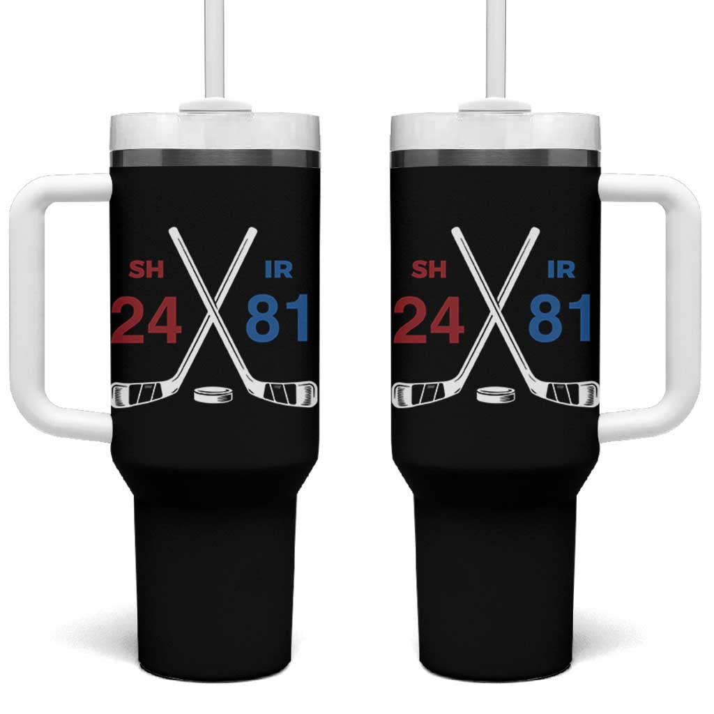 Funny Romance Hockey Tumbler With Handle 24 81 Numbers Sport Ice Hockey Team - Wonder Print Shop