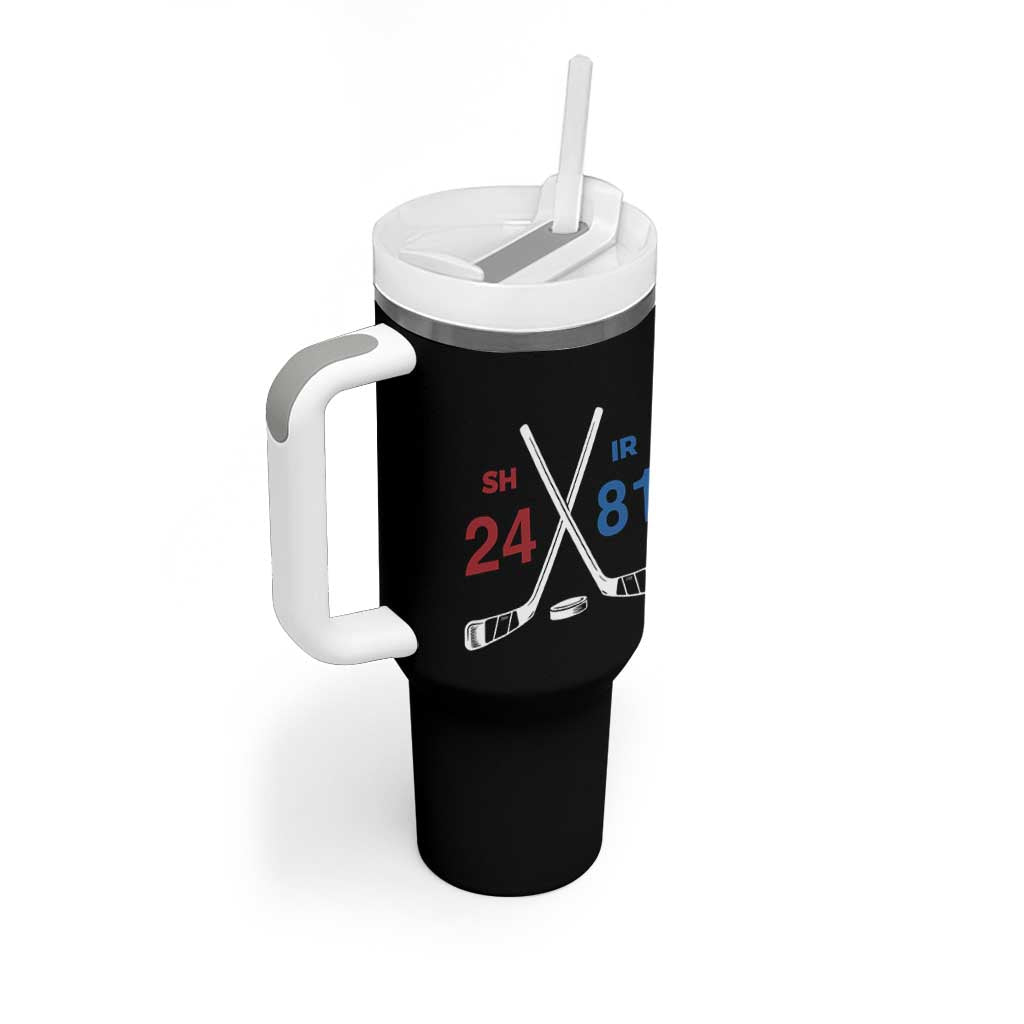 Funny Romance Hockey Tumbler With Handle 24 81 Numbers Sport Ice Hockey Team - Wonder Print Shop