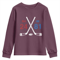 Funny Romance Hockey Youth Sweatshirt 24 81 Numbers Sport Ice Hockey Team - Wonder Print Shop