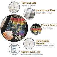 Stupid Canadian Wolf Bird Throw Blanket Funny Common Loon Meme LGBT Hockey - Wonder Print Shop