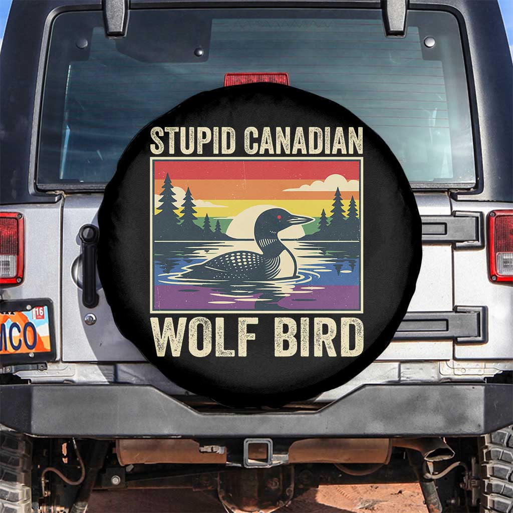 Stupid Canadian Wolf Bird Spare Tire Cover Funny Common Loon Meme LGBT Hockey - Wonder Print Shop