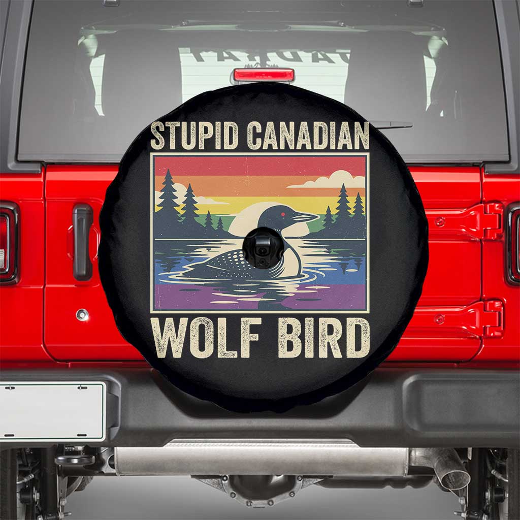Stupid Canadian Wolf Bird Spare Tire Cover Funny Common Loon Meme LGBT Hockey - Wonder Print Shop