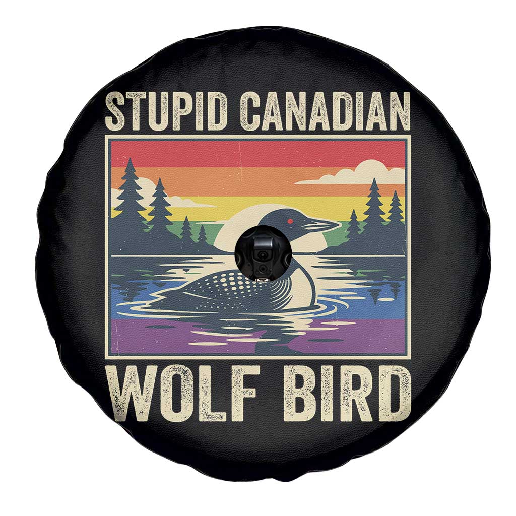 Stupid Canadian Wolf Bird Spare Tire Cover Funny Common Loon Meme LGBT Hockey - Wonder Print Shop