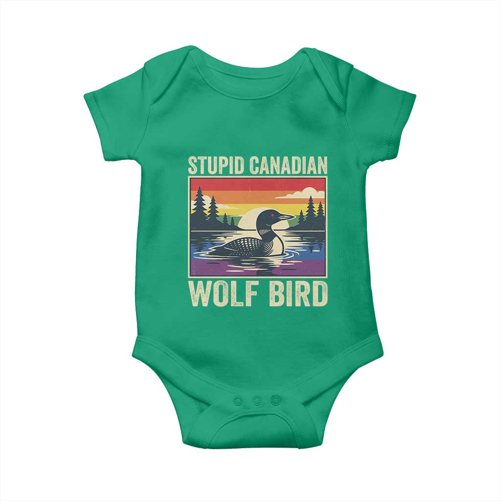 Stupid Canadian Wolf Bird Baby Onesie Funny Common Loon Meme LGBT Hockey - Wonder Print Shop