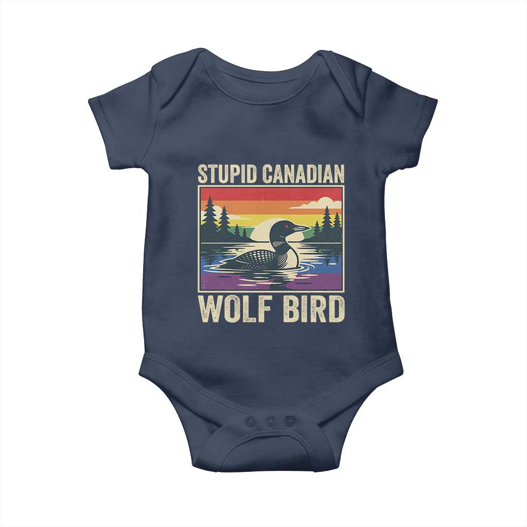 Stupid Canadian Wolf Bird Baby Onesie Funny Common Loon Meme LGBT Hockey - Wonder Print Shop