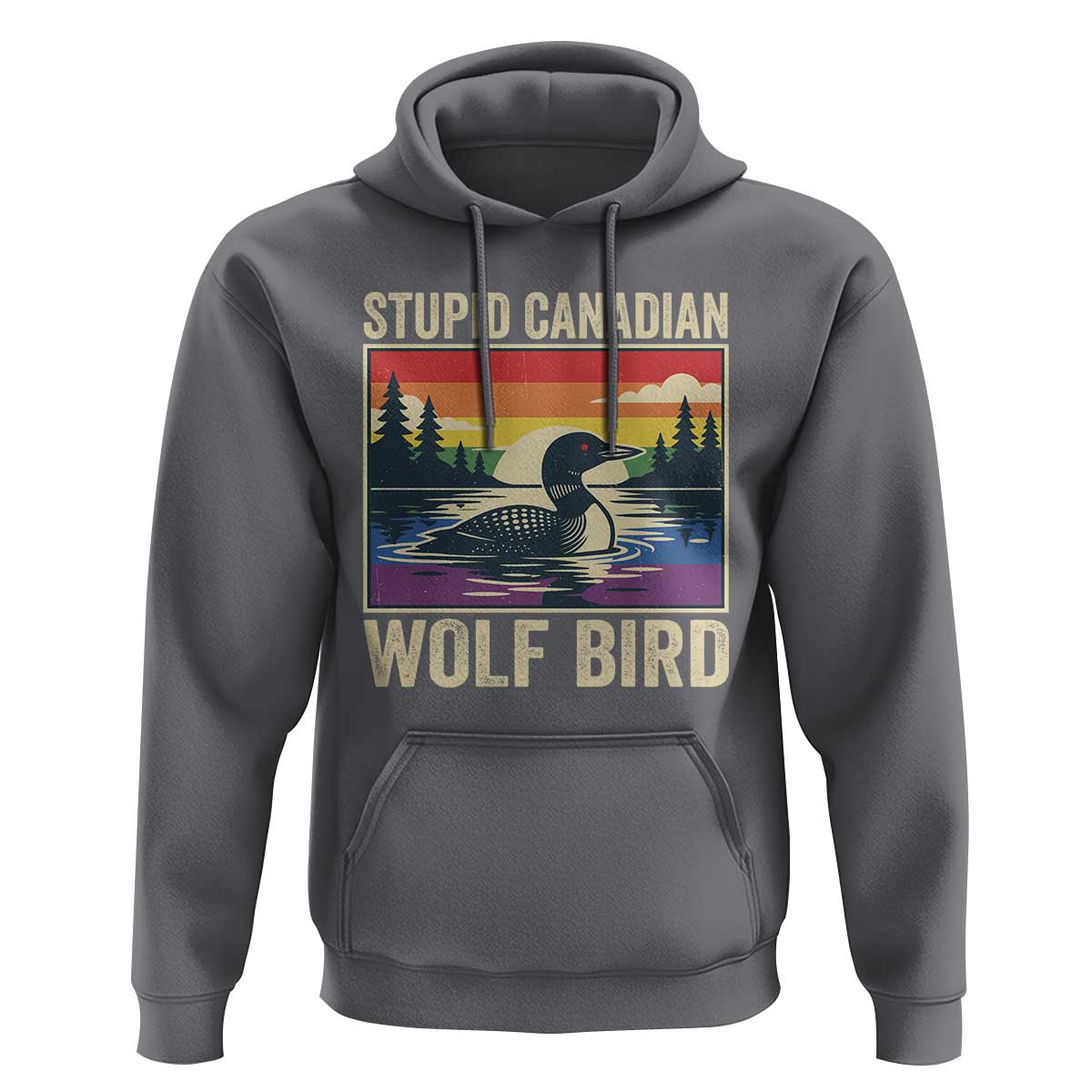 Stupid Canadian Wolf Bird Hoodie Funny Common Loon Meme LGBT Hockey - Wonder Print Shop