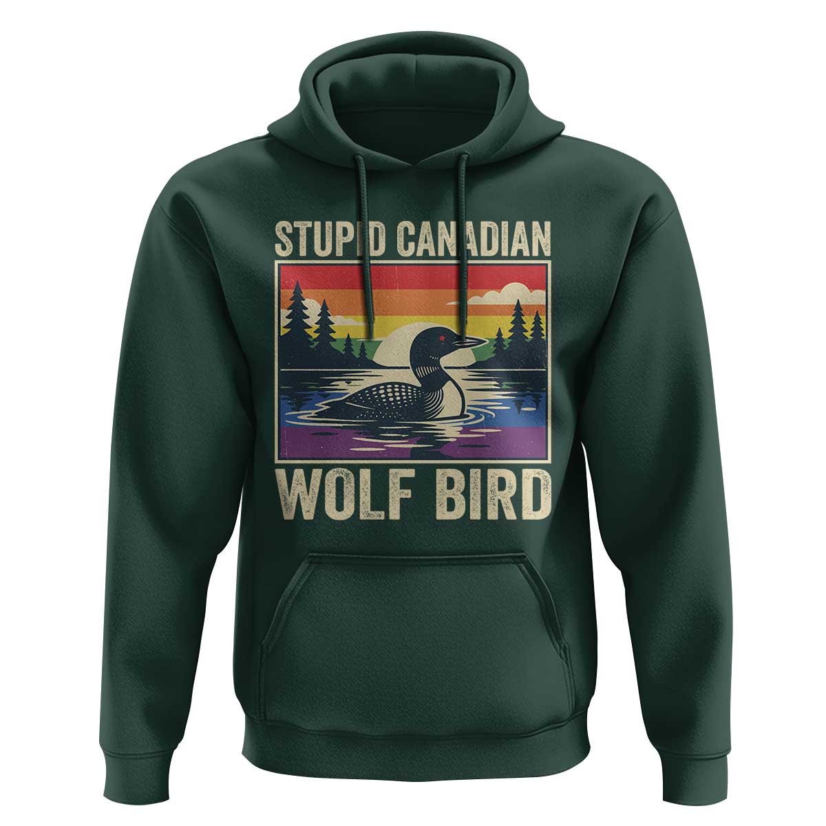 Stupid Canadian Wolf Bird Hoodie Funny Common Loon Meme LGBT Hockey - Wonder Print Shop