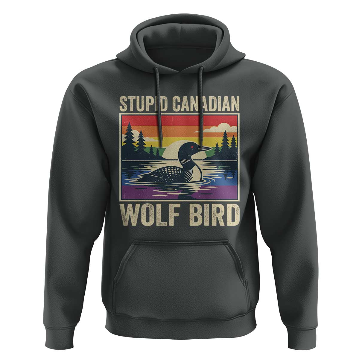 Stupid Canadian Wolf Bird Hoodie Funny Common Loon Meme LGBT Hockey - Wonder Print Shop