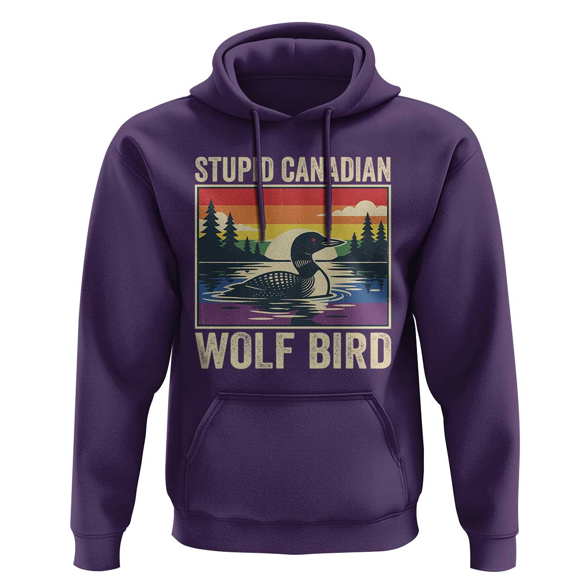 Stupid Canadian Wolf Bird Hoodie Funny Common Loon Meme LGBT Hockey - Wonder Print Shop