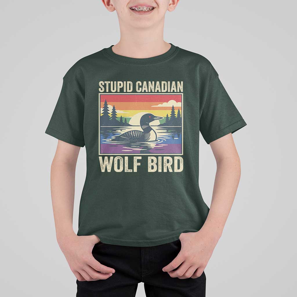 Stupid Canadian Wolf Bird T Shirt For Kid Funny Common Loon Meme LGBT Hockey - Wonder Print Shop