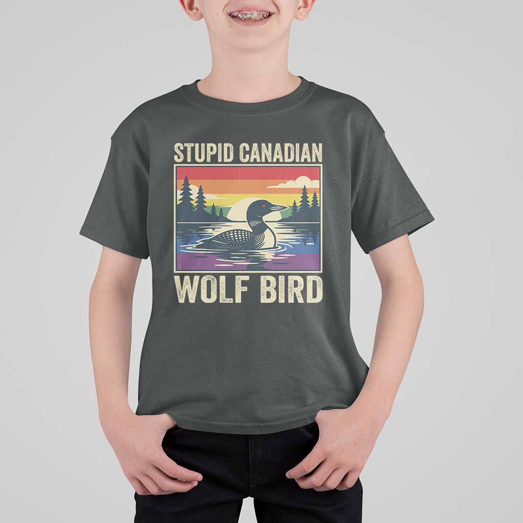 Stupid Canadian Wolf Bird T Shirt For Kid Funny Common Loon Meme LGBT Hockey - Wonder Print Shop