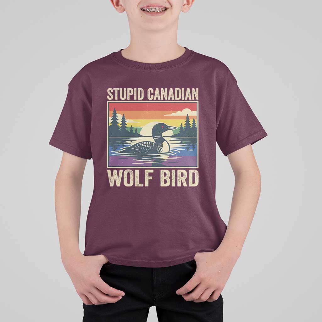 Stupid Canadian Wolf Bird T Shirt For Kid Funny Common Loon Meme LGBT Hockey - Wonder Print Shop