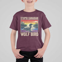 Stupid Canadian Wolf Bird T Shirt For Kid Funny Common Loon Meme LGBT Hockey - Wonder Print Shop