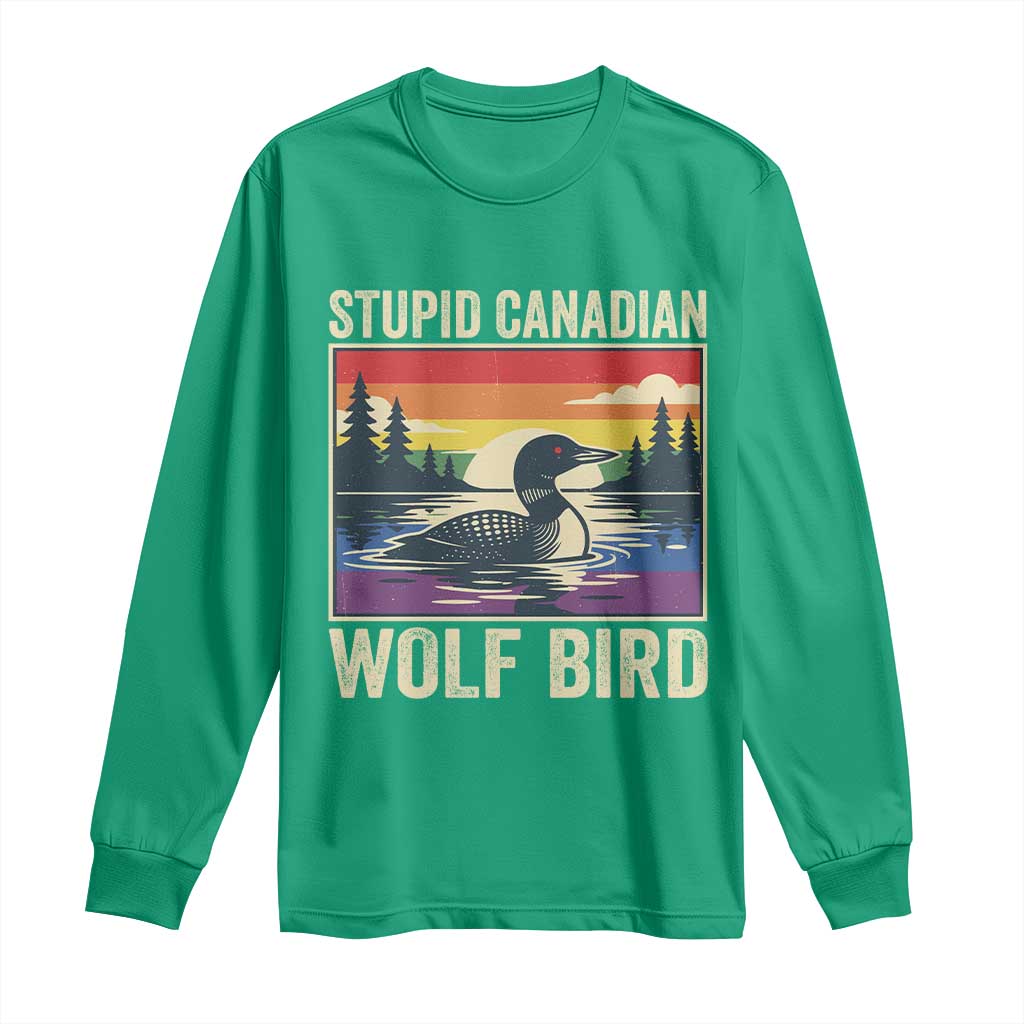 Stupid Canadian Wolf Bird Long Sleeve Shirt Funny Common Loon Meme LGBT Hockey - Wonder Print Shop