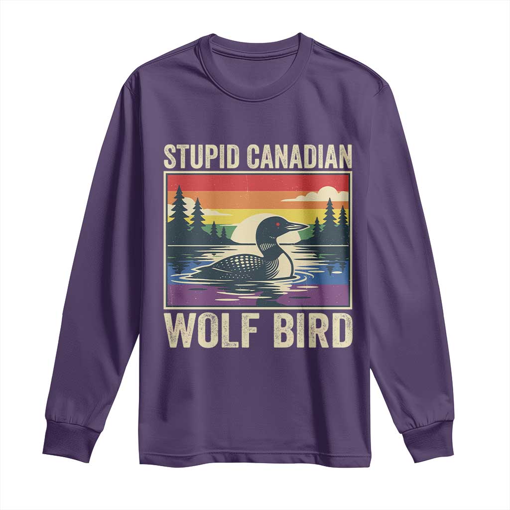 Stupid Canadian Wolf Bird Long Sleeve Shirt Funny Common Loon Meme LGBT Hockey - Wonder Print Shop