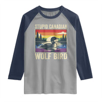 Stupid Canadian Wolf Bird Raglan Shirt Funny Common Loon Meme LGBT Hockey - Wonder Print Shop