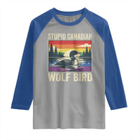 Stupid Canadian Wolf Bird Raglan Shirt Funny Common Loon Meme LGBT Hockey - Wonder Print Shop