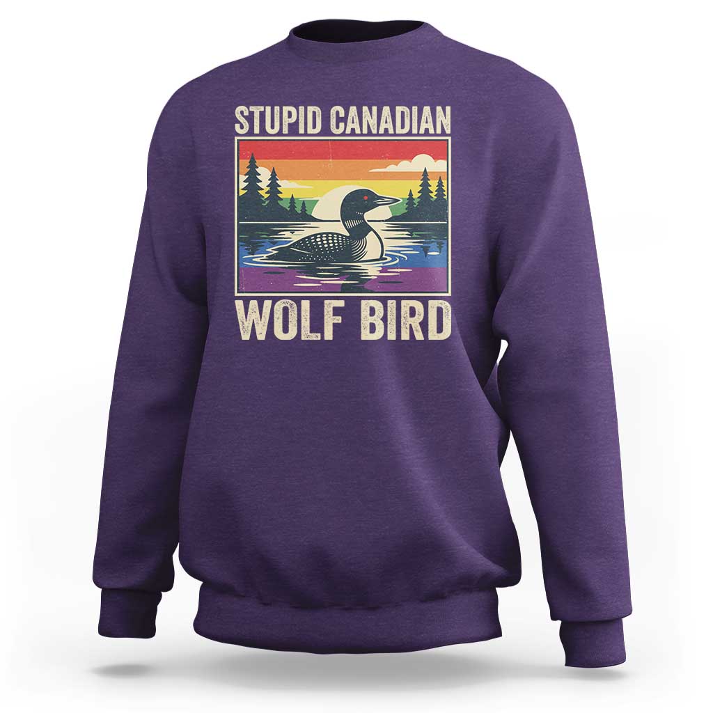 Stupid Canadian Wolf Bird Sweatshirt Funny Common Loon Meme LGBT Hockey - Wonder Print Shop