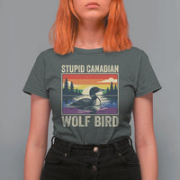 Stupid Canadian Wolf Bird T Shirt For Women Funny Common Loon Meme LGBT Hockey - Wonder Print Shop