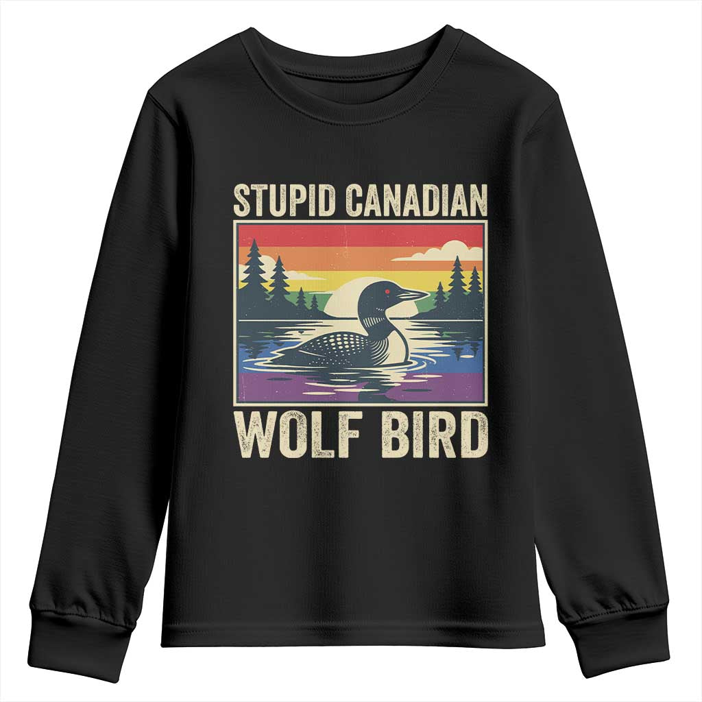 Stupid Canadian Wolf Bird Youth Sweatshirt Funny Common Loon Meme LGBT Hockey - Wonder Print Shop