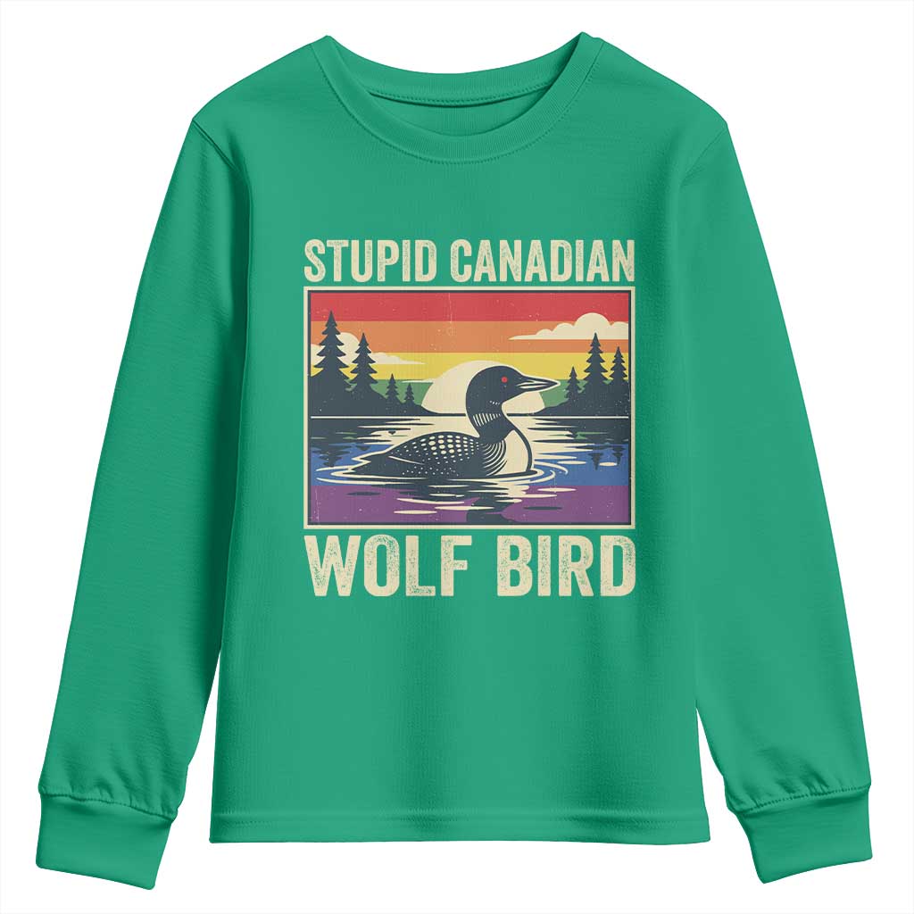 Stupid Canadian Wolf Bird Youth Sweatshirt Funny Common Loon Meme LGBT Hockey - Wonder Print Shop