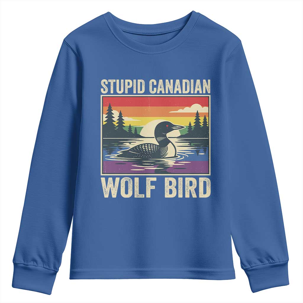 Stupid Canadian Wolf Bird Youth Sweatshirt Funny Common Loon Meme LGBT Hockey - Wonder Print Shop