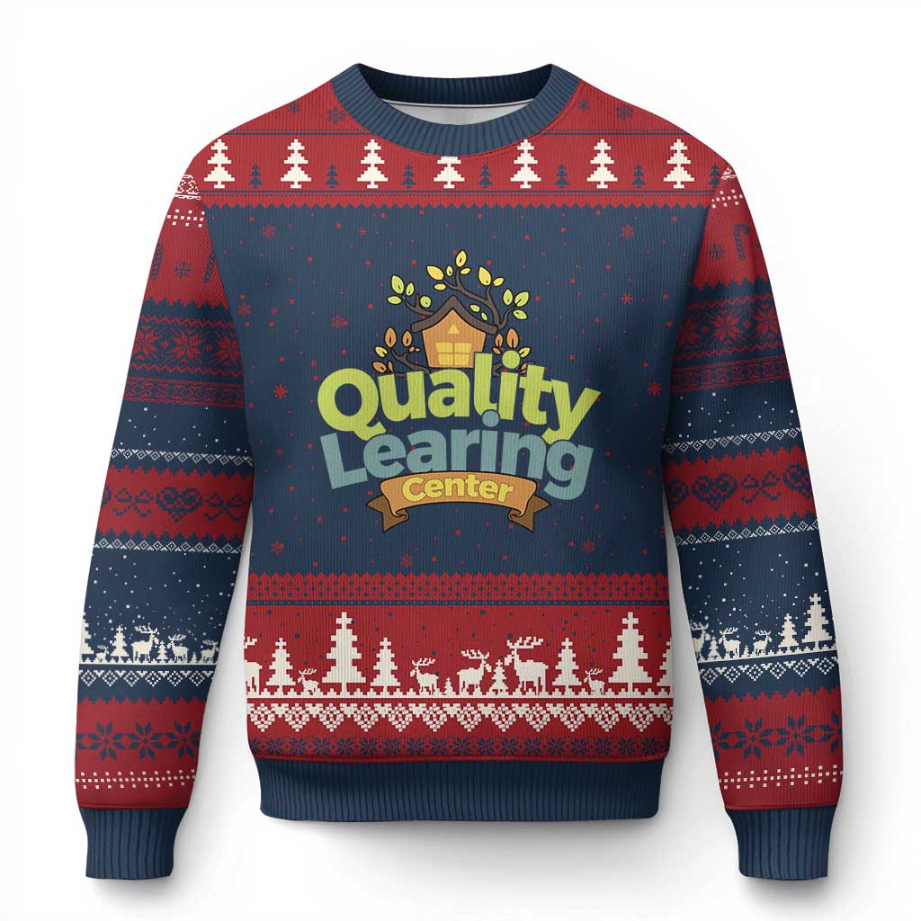 Funny Day Care Ugly Christmas Sweater Quality Learing Center Learning School Quote - Wonder Print Shop