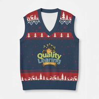 Funny Day Care V-Neck Knit Sweater Vest Quality Learing Center Learning School Quote - Wonder Print Shop