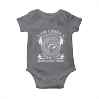 I Am Chief Pokalotatwat From The Bangahoe Tribe Baby Onesie Funny Indigenous Native Raccoon