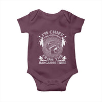 I Am Chief Pokalotatwat From The Bangahoe Tribe Baby Onesie Funny Indigenous Native Raccoon