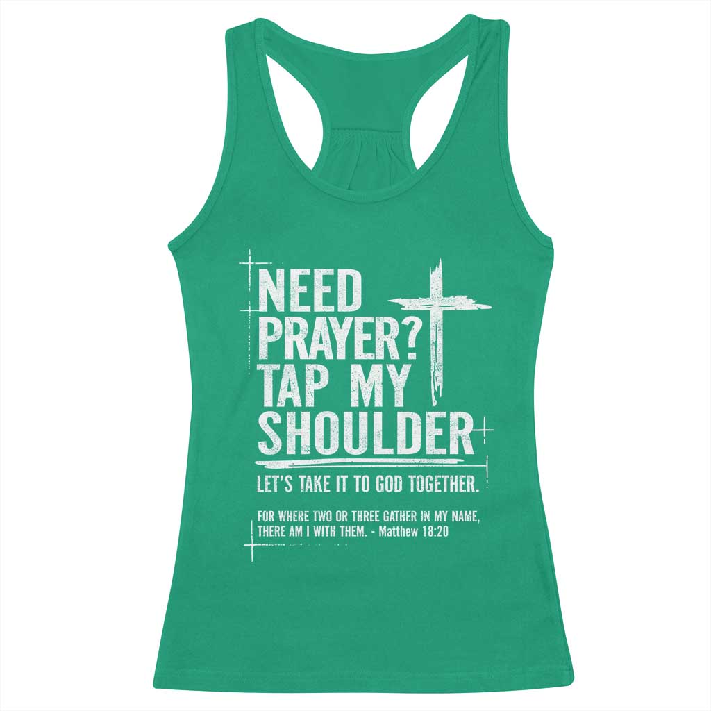 Need Prayer Tap My Shoulder Bible Verse Christian Racerback Tank Top