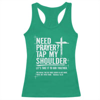 Need Prayer Tap My Shoulder Bible Verse Christian Racerback Tank Top