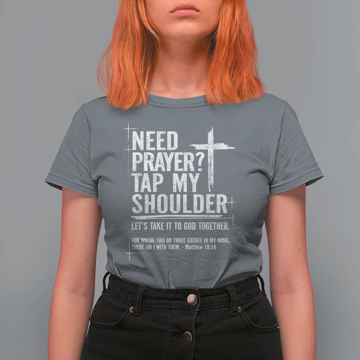 Need Prayer Tap My Shoulder Bible Verse Christian T Shirt For Women