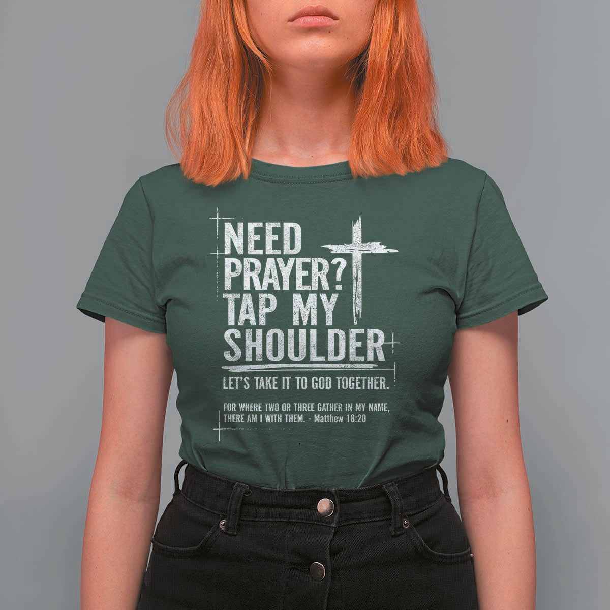 Need Prayer Tap My Shoulder Bible Verse Christian T Shirt For Women