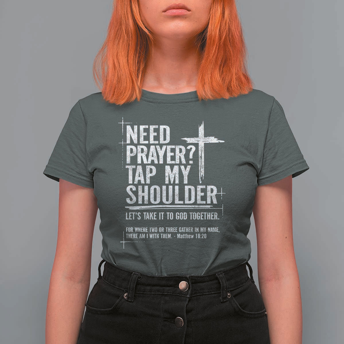 Need Prayer Tap My Shoulder Bible Verse Christian T Shirt For Women