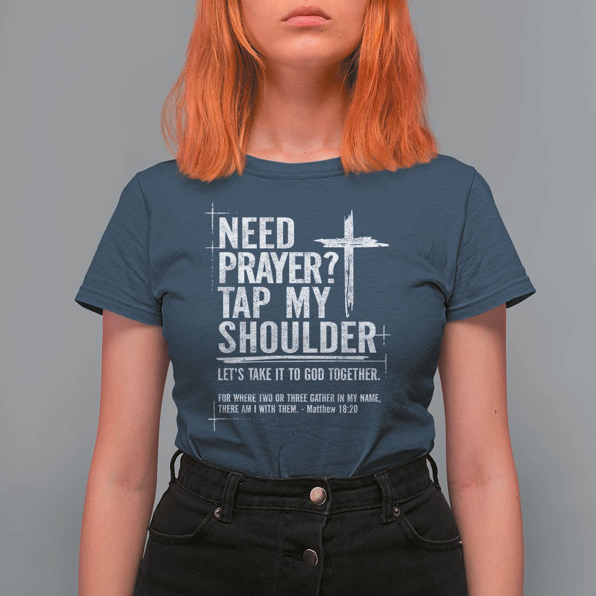 Need Prayer Tap My Shoulder Bible Verse Christian T Shirt For Women