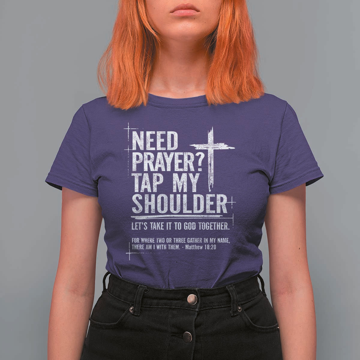 Need Prayer Tap My Shoulder Bible Verse Christian T Shirt For Women
