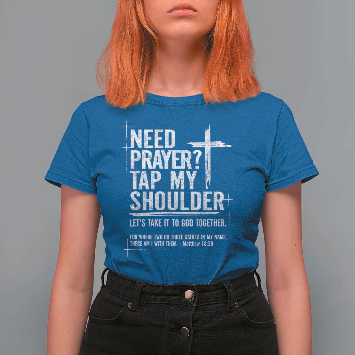 Need Prayer Tap My Shoulder Bible Verse Christian T Shirt For Women