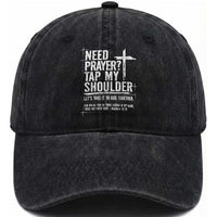 Need Prayer Tap My Shoulder Bible Verse Christian Washed Cotton Baseball Cap