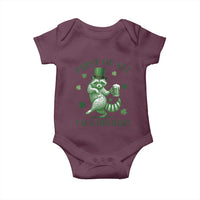 Funny St Patricks Day Raccoon Baby Onesie First Of All I Am A Delight Trash Panda Drinking Beer