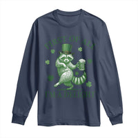 Funny St Patricks Day Raccoon Long Sleeve Shirt First Of All I Am A Delight Trash Panda Drinking Beer