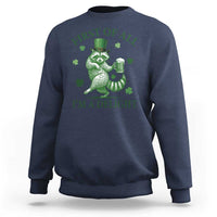 Funny St Patricks Day Raccoon Sweatshirt First Of All I Am A Delight Trash Panda Drinking Beer