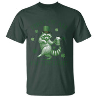 Funny St Patricks Day Raccoon T Shirt First Of All I Am A Delight Trash Panda Drinking Beer