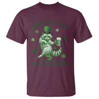 Funny St Patricks Day Raccoon T Shirt First Of All I Am A Delight Trash Panda Drinking Beer