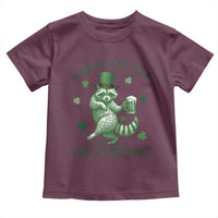 Funny St Patricks Day Raccoon Toddler T Shirt First Of All I Am A Delight Trash Panda Drinking Beer