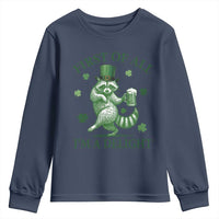 Funny St Patricks Day Raccoon Youth Sweatshirt First Of All I Am A Delight Trash Panda Drinking Beer