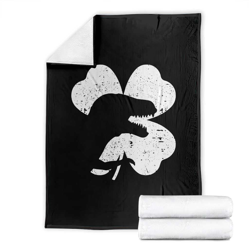 Funny St Patricks Day Dinosaur Shamrock Throw Blanket